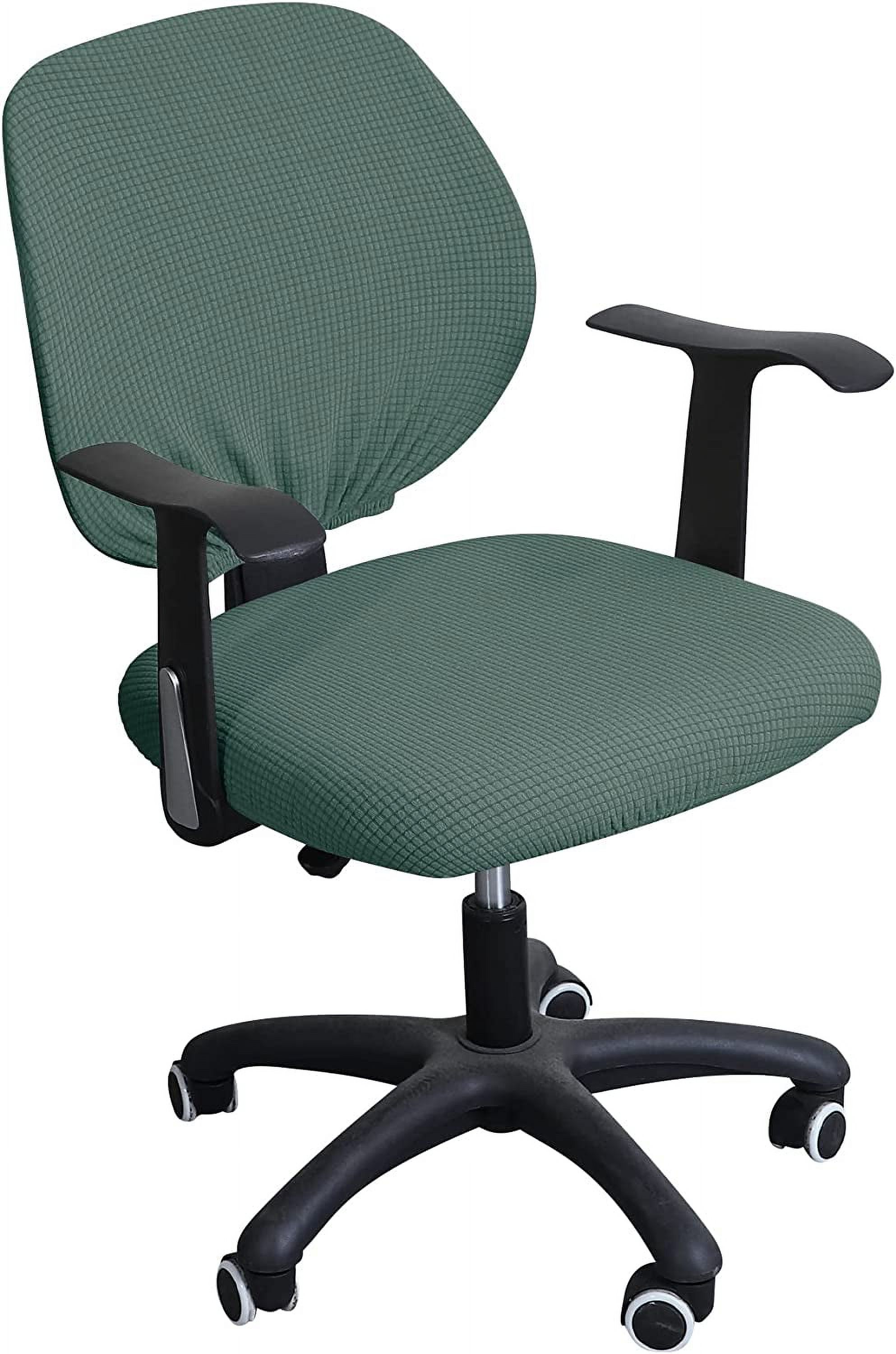 ORUYROP Office Chair Cover Water Resistant Laurel Green Stretch Jacquard Elastic Covers 2 Piece for Desk Computer Chair Slipcover Stretchable