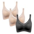 thumbnail image 4 of Kyusrd Plus Size Cut-Off Seamless Bra For Women'S 3Pcs Supportive Full Coverage Wireless Bralette Bra Adjustable Shoulder Straps Bra Soild Color Everyday Athletic Sport Bra, 4 of 9
