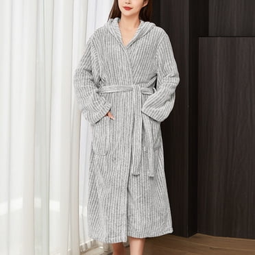 LSLJS Long Peignoir de Bain pour Femmes en Molleton Peluche Doux Peignoir Nuisette Pyjama pour Dames Tenue de Nuit Robe de Chambre