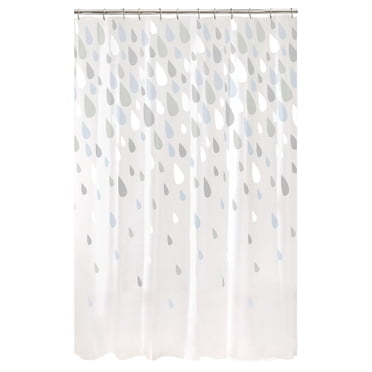 Mainstays Raindrops Waterproof PEVA Shower Curtain, 70" x 72", Blue and Grey