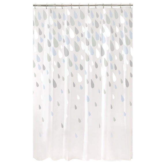 Rideau de douche imperméable en PEVA Raindrops Mainstays, 178 x 183 cm, bleu et gris