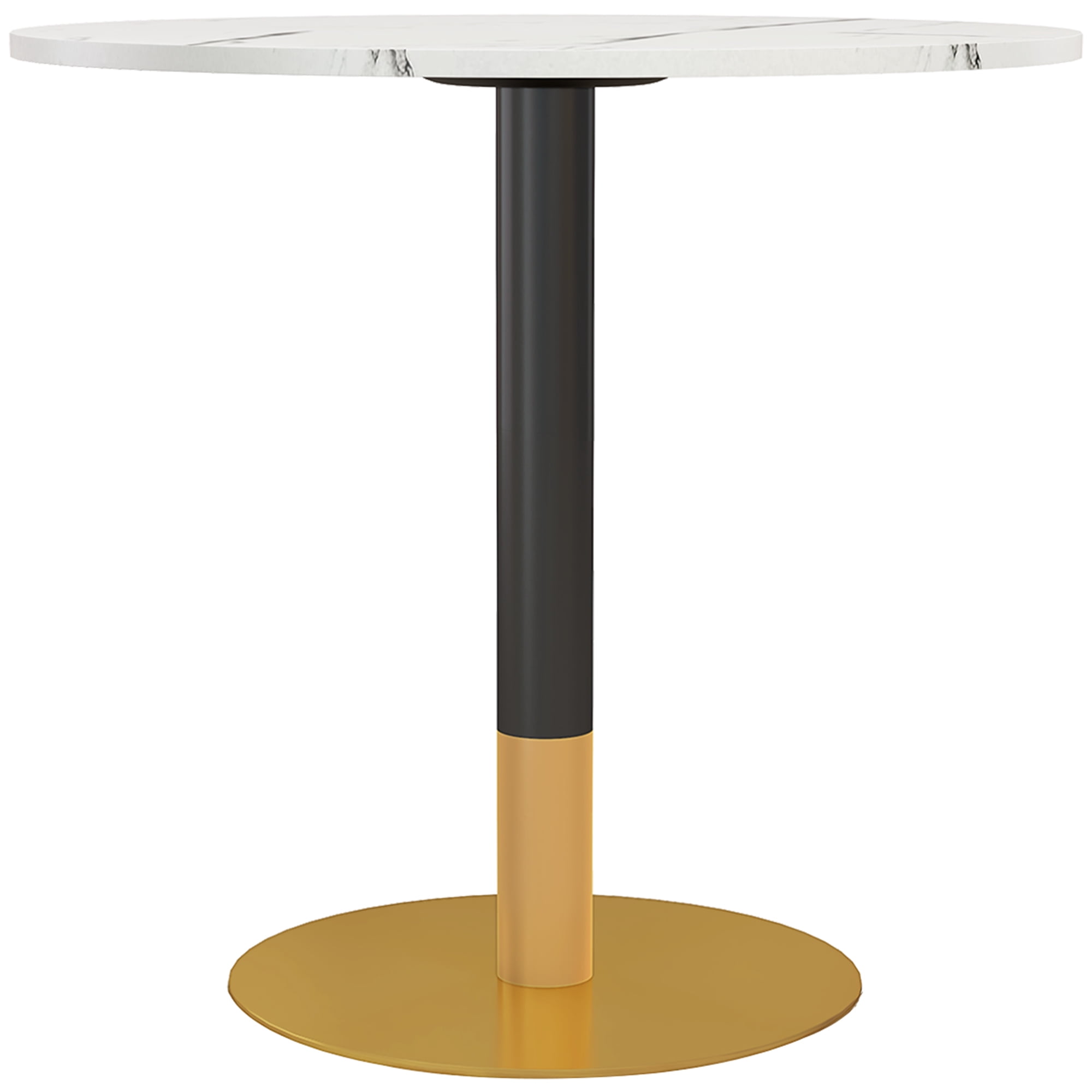 CoSoTower Round Dining Table, Modern Dining Room Table with Faux Marble Top, Steel Base, Space Saving Small Kitchen Table, White