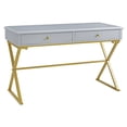 thumbnail image 3 of Linon Campaign Two Drawer Wood and Metal Desk in Gray, 3 of 10