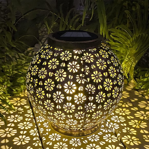 Todaioua Solar Lanterns Outdoor Waterproof, Flower Hollowed-Out Metal Decor Lattern, Solar Lights Outdoor Decorative for Patio, Yard, Garden, Backyard Table, Pathway, Trees
