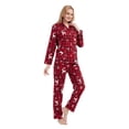 thumbnail image 4 of GLOBAL Women's Flannel Pajama Set - 100% Cotton, Button Down Top & Drawstring Pants | Warm Winter Sleepwear for Canada, 4 of 6