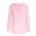 thumbnail image 3 of Womens Sweaters Solid Loose Fit Blouse Lghitweight Comfy Tops Fall Winter Long Sleeve Tops Casual Crewneck Pullover Tops  Tops Black S, 3 of 4