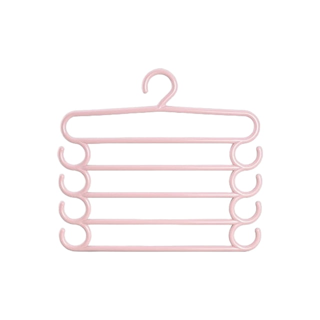 WRKEKC Clearance 5-Tier Trouser Rack - Pants Hanger with Clips | Space-Saving | Black/White | Closet Organizer