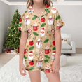 thumbnail image 2 of AJIWYH Pyjama Fille, Ensemble de Pyjama de Noël Classique pour Enfants à Imprimé, Chemise à Col Boutonnée à Manches Courtes et Short, Pyjama de Soirée Pyjama pour Filles Violet Foncé, 12-13 Ans, 2 of 4