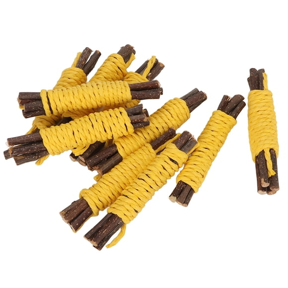 Branche à Mâcher pour Hamster, Parfum Naturel 10 Pcs Soulage l'Ennui Corde en Bois Sécuritaire Jouets à Mâcher pour Hamster Orange, Jaune