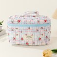 thumbnail image 3 of Homerr Floral Print Cosmetic Bag Cotton Makeup Pouch Floral Print Quilted Makeup Bag Large Capacity, Zipper Closure, Soft Handle, 3 of 7