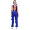 thumbnail image 2 of Kaerm Women's Sequins Fringe Sleeveless Ballroom Latin Salsa Rumba Dance Jumpsuit Royal Blue 3XL, 2 of 6