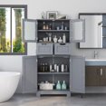 thumbnail image 3 of Giantex Armoire de Rangement de Salle de Bain Autoportante, Armoire Haute pour le Sol pour le Linge avec Tablettes Ajustables, Gris, 3 of 7