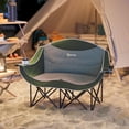 thumbnail image 2 of Outsunny Chaise de Camping Double, Chaise de Camp Rembourrée avec Porte-Gobelets, Vert Foncé, 2 of 10