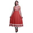 thumbnail image 1 of Bimba Robe Anarkali Fleurie Dark Peach3 pour Femmes, Kurti Imprimée Ethnique Indienne, Longue Kurta, Robe de Soirée, Moyen, 1 of 6