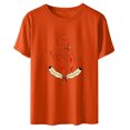 thumbnail image 5 of Dadaria T-Shirt Femme Orange Manches Courtes Col Rond Été Chandail Blouses S, 5 of 5