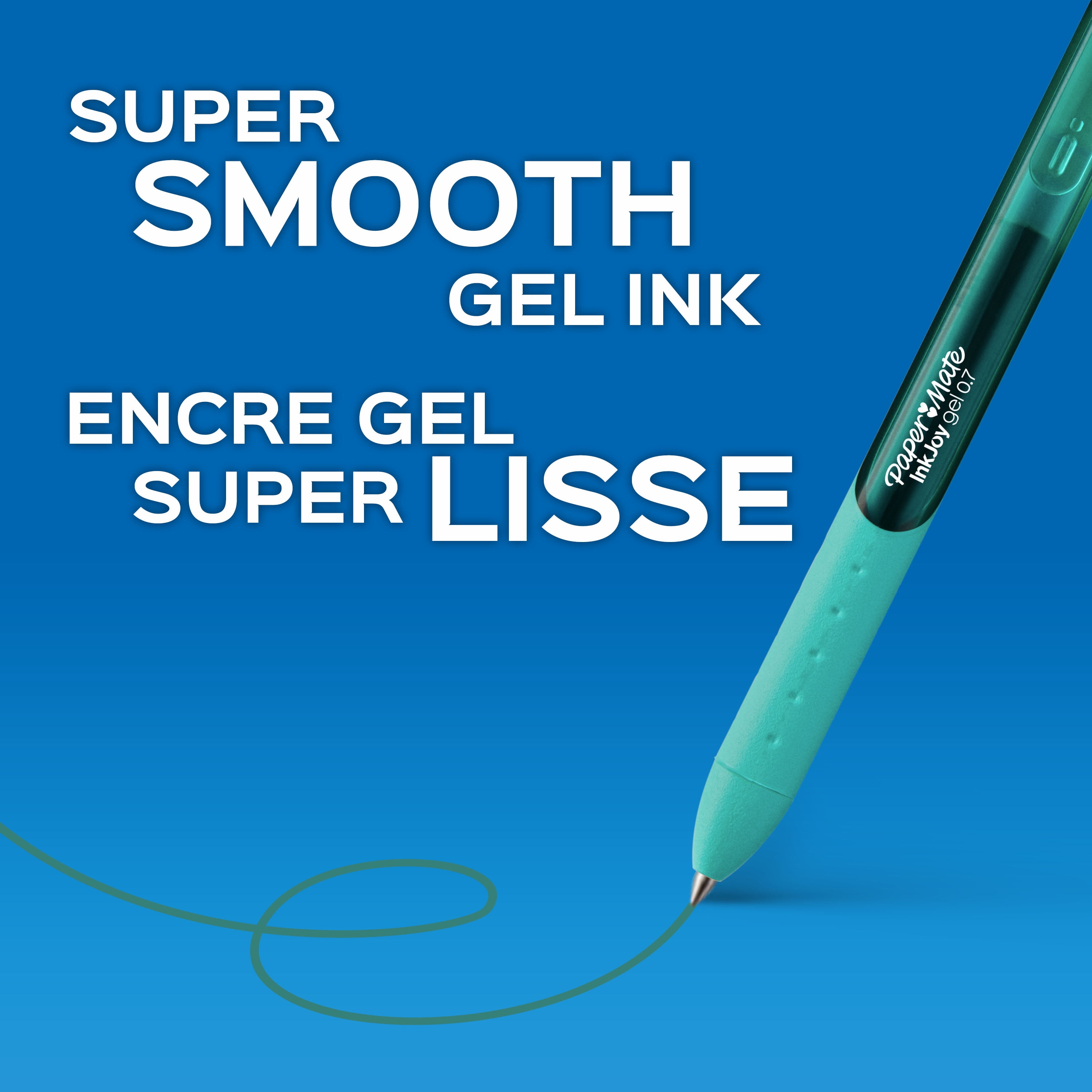 Stylos gel Paper Mate InkJoy, stylos rétractables, pointe moyenne (0,7 mm), couleurs assorties, 6 unités