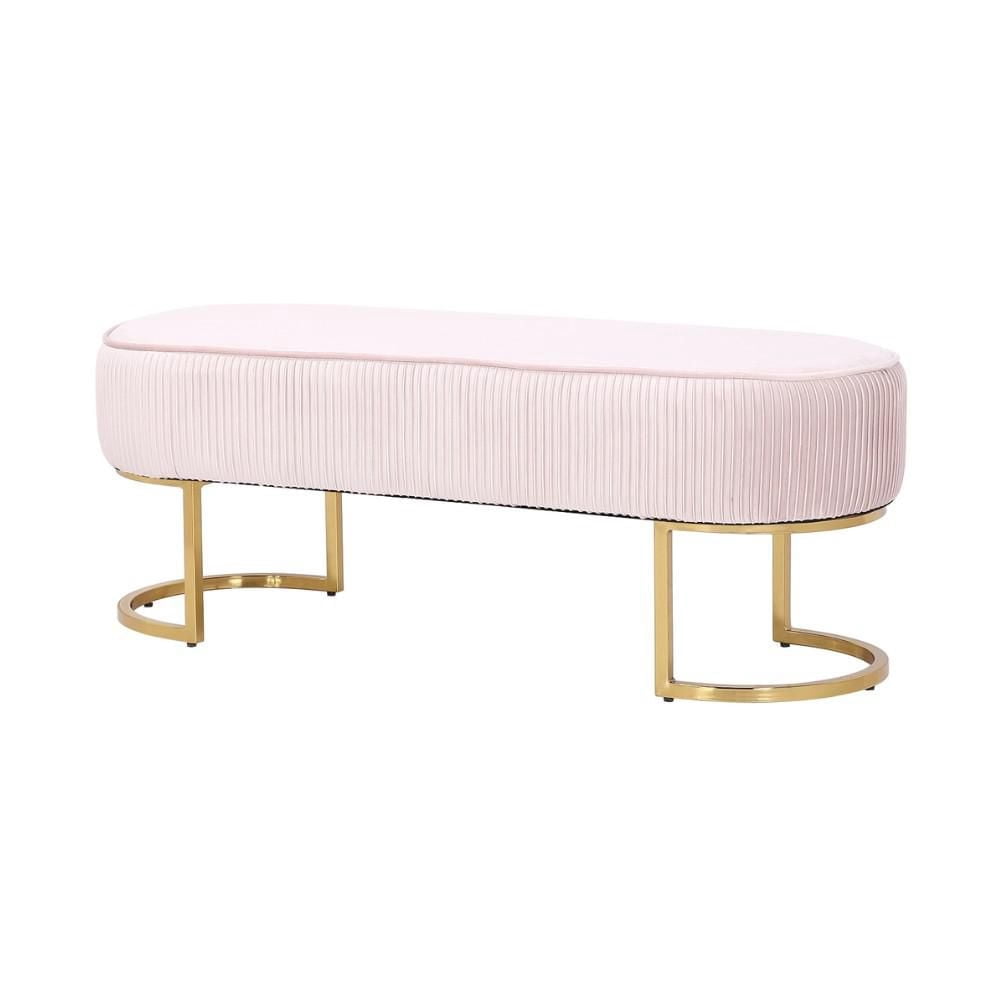 Hernond Velvet Upholstered Bench in Elegant Pink with Polished Gold Legs – A Luxurious and Chic Accent for Modern Interiors