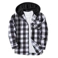 thumbnail image 1 of aohooy Men's Flannel Jackets - Trendy Casual Button Down Plaid Long Sleeve Fall Jackets Shacket with Pockets Gray,M, 1 of 5
