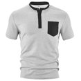 thumbnail image 2 of Mens Henley Shirts Short Sleeve Casual T-Shirts Colorblock Summer Button T Shirts Basic Tees with Pocket, 2 of 4