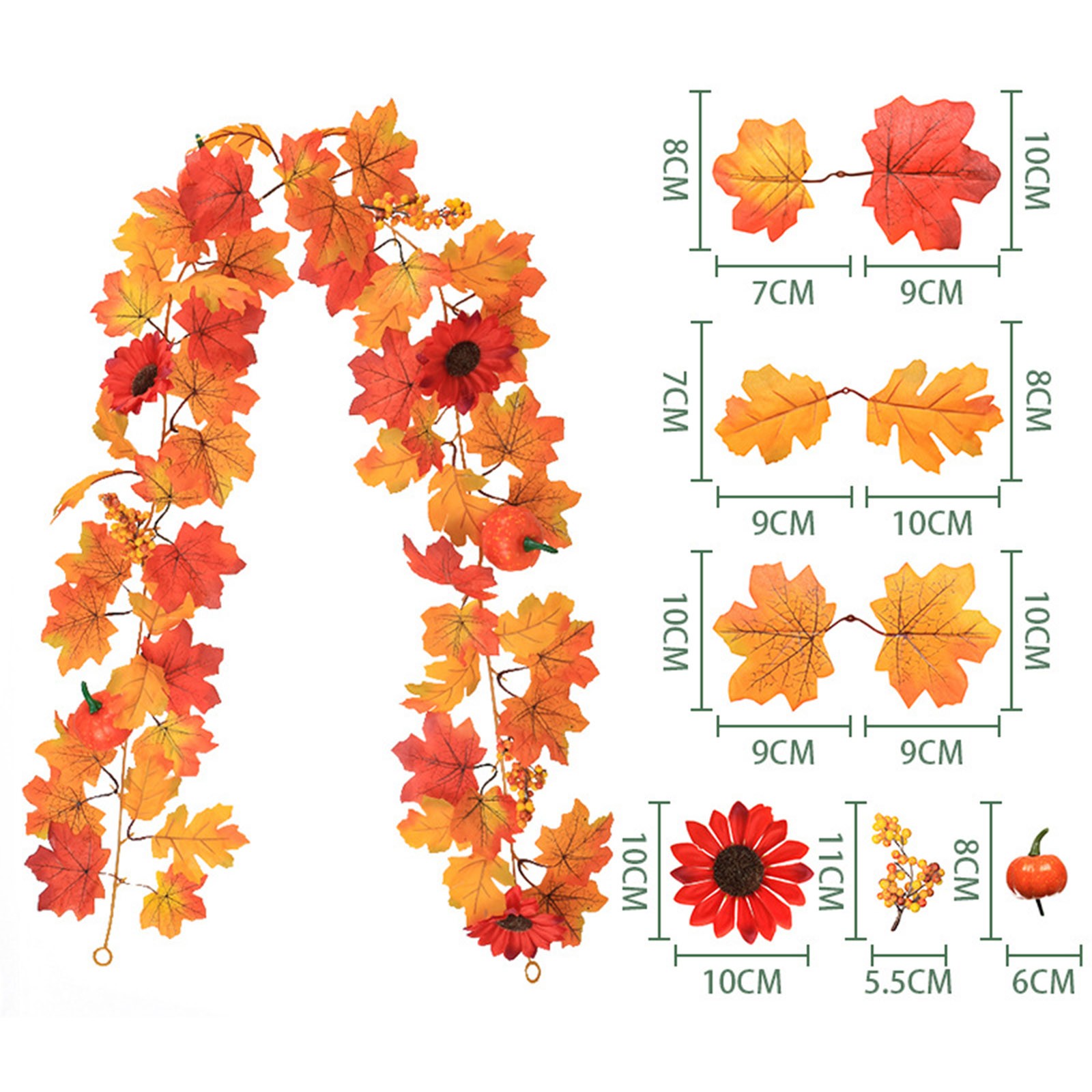 Artificial Maple Leaf Tree 175cm Realistic Silk Foliage With Pumpkin Artificial Maple Leaf Tree 175cm Realistic Silk Foliage With Pumpkin