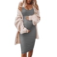 thumbnail image 2 of Robe Femme Enceinte Sans Manches Robe Courte Couleur Unie Tenue d'Été, Gris, 3TG, 2 of 6