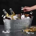 thumbnail image 2 of Birdeem Oval Galvanized Iron Ice Bucket Stainless Steel Primary Color Portable Iron Bucket Party Ice Cold Beer Metal Bucket, 2 of 12