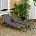 thumbnail image 2 of Outsunny Chaise Longues Pliantes 2 Pcs avec Dossier Réglable Gris Foncé, 2 of 10