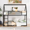 thumbnail image 2 of DAJU Twin over Twin House Bunk Bed with Built-in Ladder,Black, 2 of 12