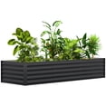 thumbnail image 1 of Outsunny 8x2.6x1.5ft Galvanized Raised Garden Bed, Open Bottom, Dark Grey, 1 of 9