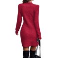 thumbnail image 2 of Innerwin Robe Chandail Col Rond Chandail pour Femmes Chandail d'Hiver Manches Longues Élégante Mini Robes Rouge P, 2 of 3