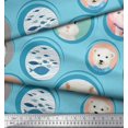 thumbnail image 2 of Soimoi Modal Satin Fabric Circle,Fish & Cute Animals Patchwork Print Fabric by The Yard 42 Inch Wide, 2 of 3