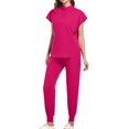 thumbnail image 1 of Ensemble Assorti de Sarraus pour Femmes, Hauts Extensibles à Col Rond avec Poches et Pantalons Cargo, Ensemble d'Uniforme de Travail Jogger pour Infirmière, 1 of 5