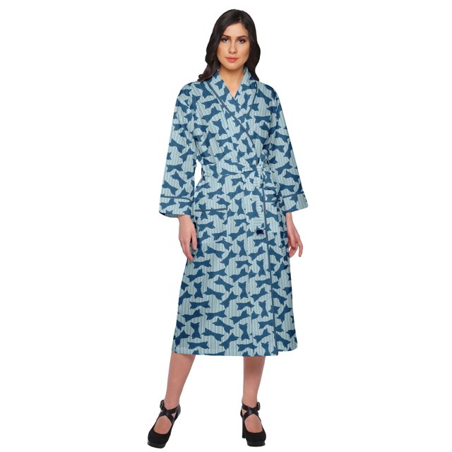 Moomaya Printed Robe For Girls Cotton Bathrobes For Women Wrap Dressing Gown