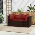 thumbnail image 1 of vidaXL Garden Corner Sofas with Cushions 2 pcs Brown Poly Rattan, 1 of 5