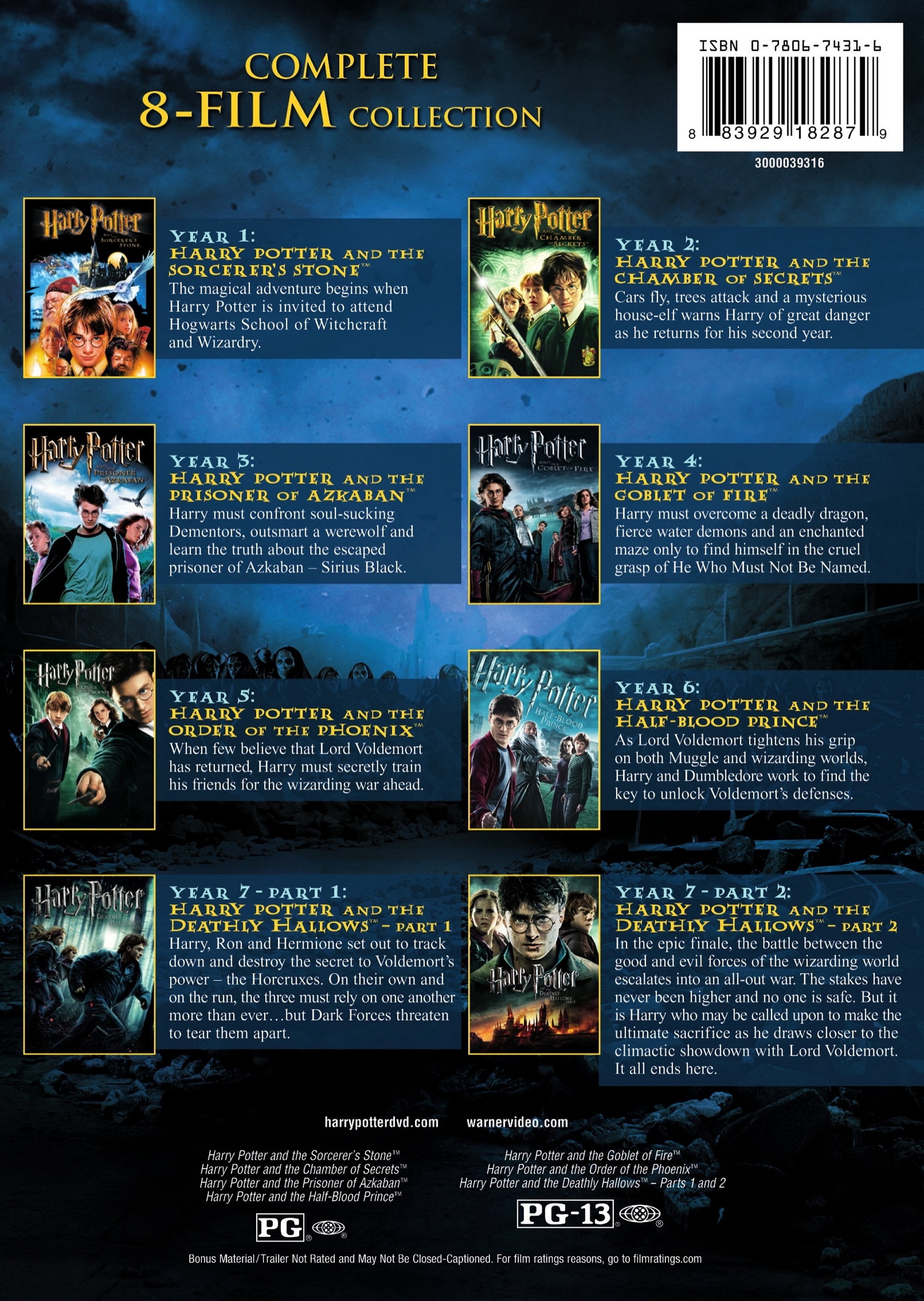 Harry Potter: The Complete 8-Film Collection (2011) (DVD), Action & Adventure, Fantasy, Warner Bros.