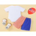 thumbnail image 2 of Baby Boys Outfits  Numbers Stars Print Bow Short Sleeve Romper + Stripe Contrast Color Shorts 2Pcs Set, 2 of 6