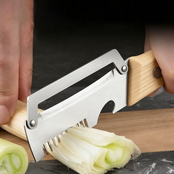 WUSUOWEI 1PC Stainless Steel Scallion Slicer,Advanced Functional Kitchen Vegetable Peeler,Heavy Duty Ergonomic Handle,Manual Vegetable Strip Cutter for Kitchen Prep,Kitchen Use,Veggie Peeler