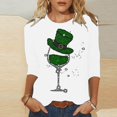 thumbnail image 2 of Besolor T-Shirts de la Saint-Patrick pour Femmes Imprimé Col Rond Manches 3/4 Tunique Décontractée Blouse d'Été Ample, 2 of 4
