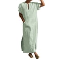thumbnail image 4 of Caftan Thobe pour Hommes Décontracté à Manches Longues Tunique pour Hommes à Col en V Robe Musulmane Verte, 4 of 6
