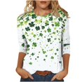 thumbnail image 2 of T-Shirt Ample à Manches Trois-Quarts et Col Rond Imprimé pour la Saint-Patrick pour Femmes, 2 of 6