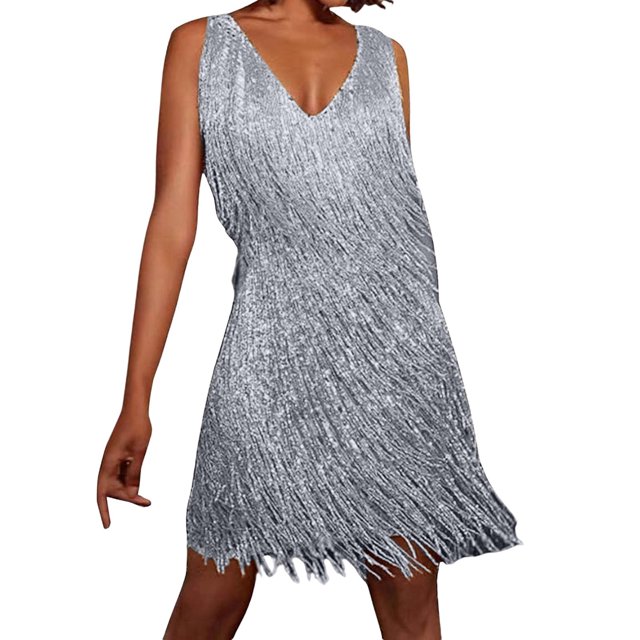 2025 Robe à Franges Ocre Disco Été Robes de Travail pour Femmes Robe Années 70 Femmes Années 1920 Robes d'Été pour Dames Mini