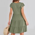 thumbnail image 4 of Fshaion Robe d'Été pour Femmes 2024 Grande Taille Couleur Unie Robe à Manches Courtes Liquidation à Moins de 10!, 4 of 9