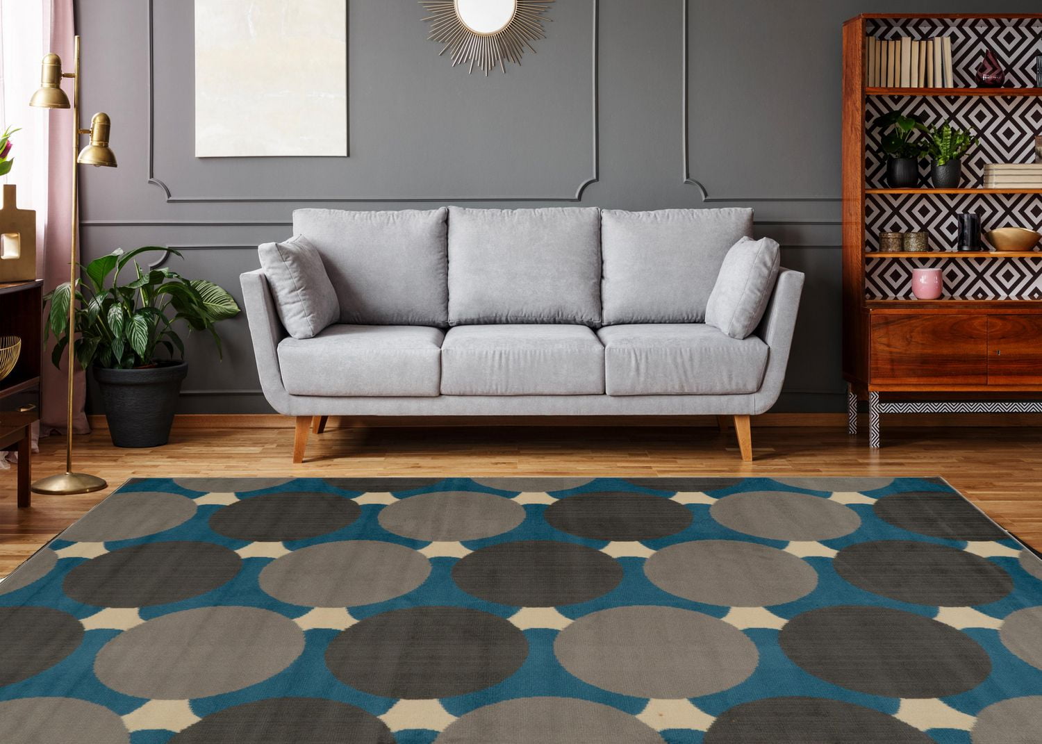 Tapis Capri Jasper bleu & gris de 6 pi 5 po x 9 pi 3 po