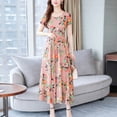 thumbnail image 3 of Hontri Robe Décontractée pour Femme Offres à Moins de 15 $, Mode Femme Été Mi-Mollet Manches Courtes Robe de Plage Imprimée Rose G, 3 of 8