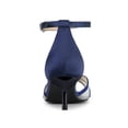 thumbnail image 4 of BLISSFUL STEP Women's Rhinestone Mesh Kitten Heels Sandals Navy Blue (Size 10), 4 of 7