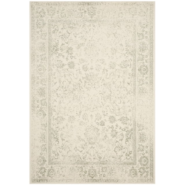 SAFAVIEH Adirondack Wyatt Tapis Traditionnel Crème avec de Subtils motifs Floraux et de Vignes Vert Sauge dans un style Vieilli, Surteint, Tissé Mécaniquement pour la Durabilité, Convient à la Déco de Maison Inspirée des Chalets Rustiques et Est Souvent Utilisé comme Tapis d'Accent dans les Espaces de Vie.