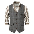 thumbnail image 4 of LSLJS Débardeur pour Homme Homme Uni Mode à Carreaux avec Poches Gilet à Simple Boutonnage Hauts Blouse, 4 of 9