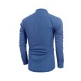 thumbnail image 3 of Wangsaura Men's Casual Shirt Solid Color Long Sleeve Stand Collar Button Tops, 3 of 7