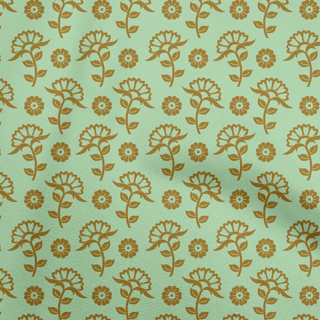 oneOone Cotton Jersey Green Fabric Asian Floral Block Sewing Craft Projects Fabric Prints By Yard 58 Inch Wide