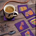 thumbnail image 3 of Inkdotpot Set of 6 Drink Coasters DecorativeNon,SlipCork Base4-inch Square PrintedCoastersEasy Clean- Musical Instruments, 3 of 8
